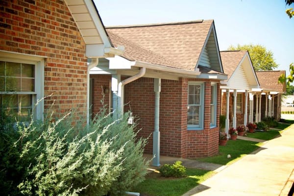 View of residential cottages in a senior living community