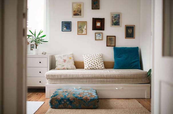 Cozy interior room with décor and seating area