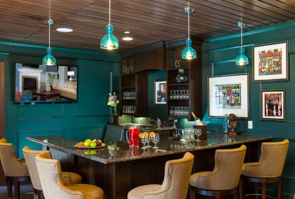 Interior of a common area with a bar setup