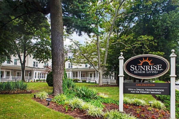 Exterior view of Sunrise Senior Living facility in Arlington