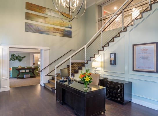 Interior view of the lobby area with seating and decor