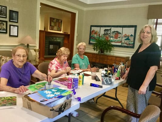Residents engaging in an arts and crafts activity