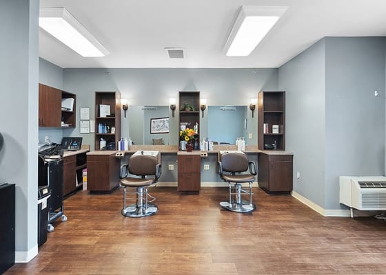 Inside view of a salon area in a senior living facility