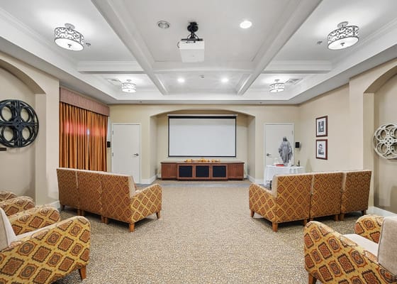 Interior view of a common area with seating