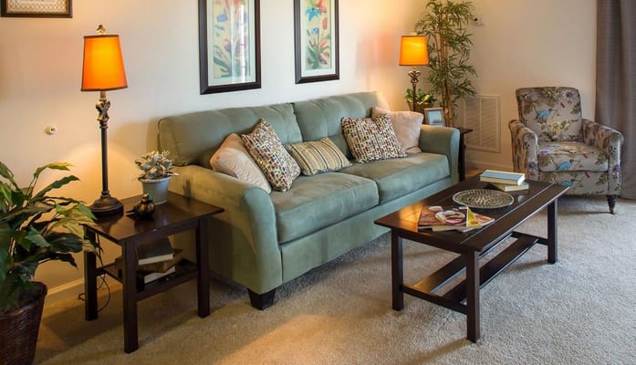 Cozy living room in a senior living community