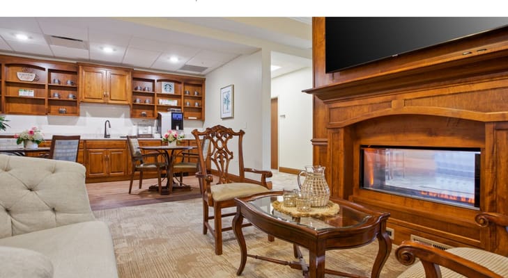 Cozy interior setting of a living space with a fireplace