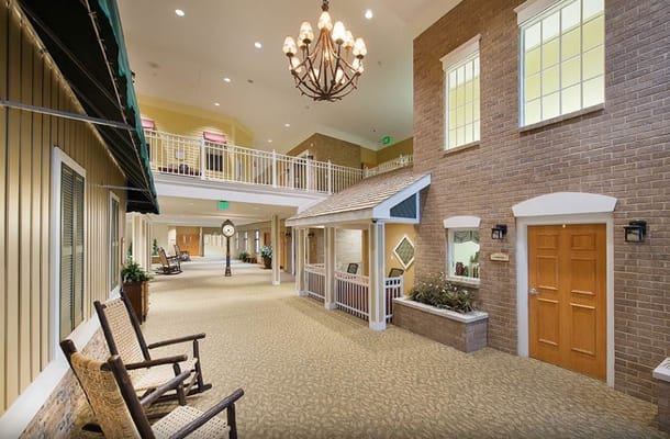 Interior hallway featuring seating and decorative elements