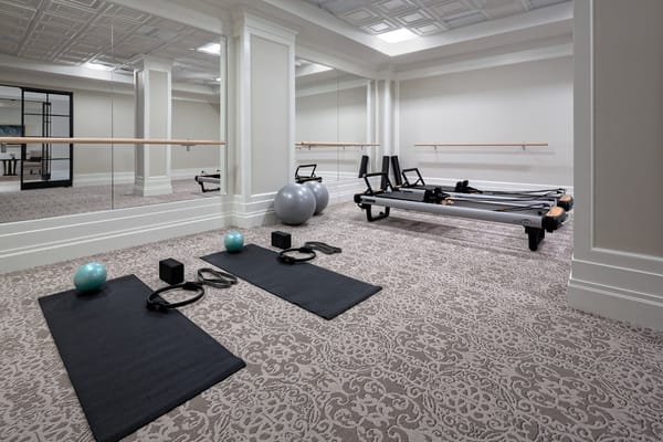 Interior of a fitness studio with exercise equipment