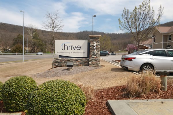Exterior view of Thrive at Jones Farm entrance sign