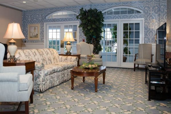 Bright common area with comfortable seating