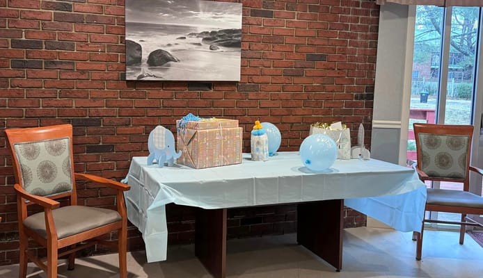 Celebration table with gifts and decorations