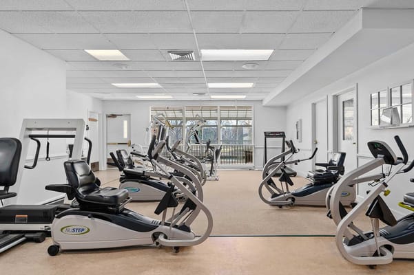 Interior view of a fitness area with equipment