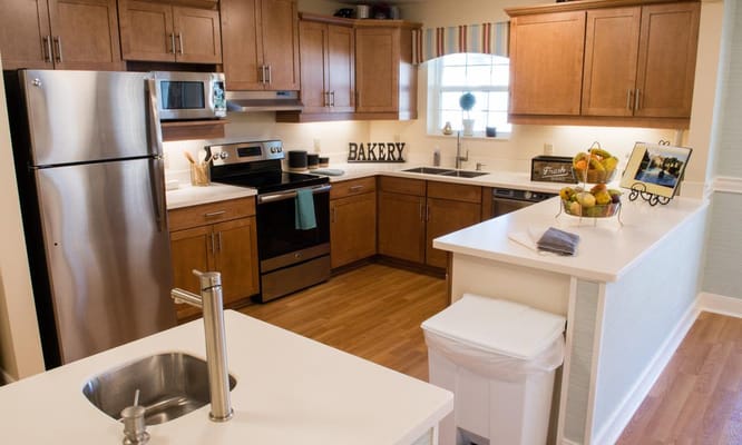 Modern kitchen interior with appliances and decor
