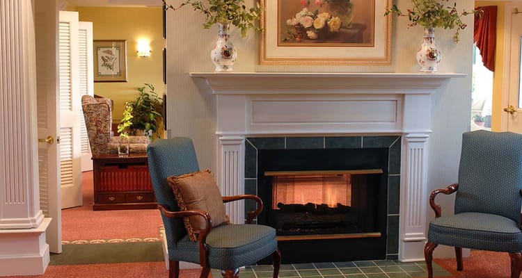 Cozy common area with fireplace and seating