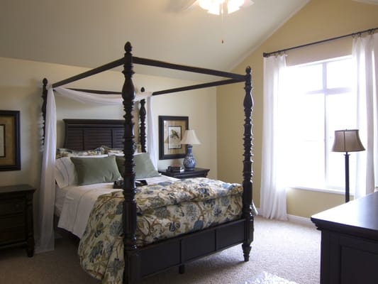Comfortable private bedroom in a senior living facility