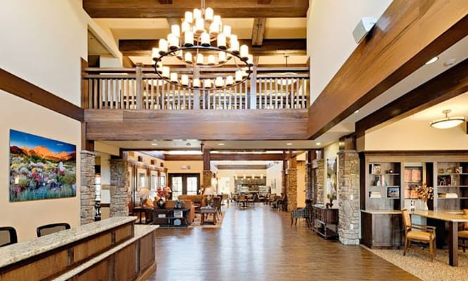 Bright and inviting common area with residents