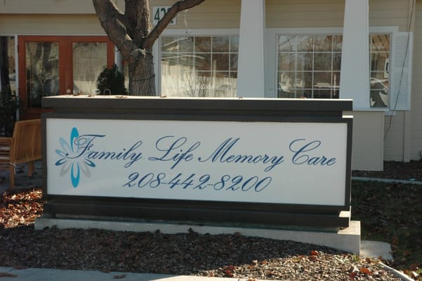 Signage of Family Life Memory Care facility