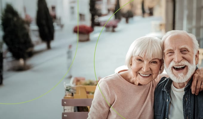Couple enjoying time outdoors, smiling together