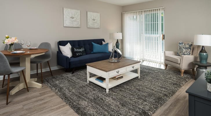 Bright living room area with modern furnishings