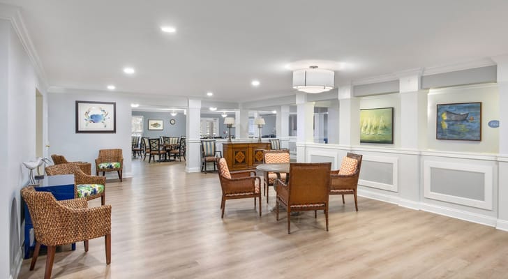 Interior common area with seating and artwork