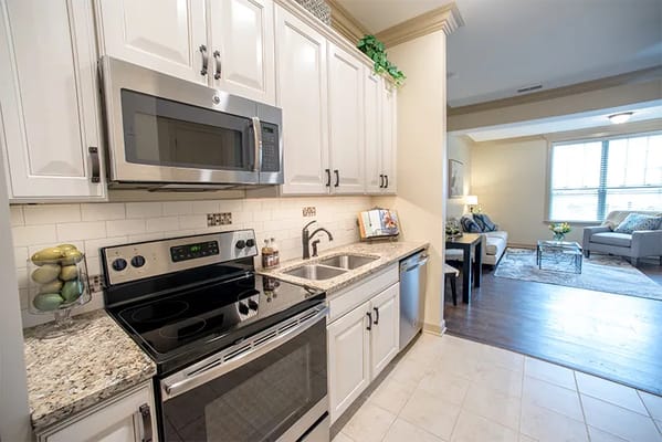 Modern kitchen with stainless steel appliances