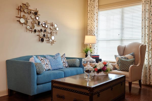 Bright interior living space with comfortable seating