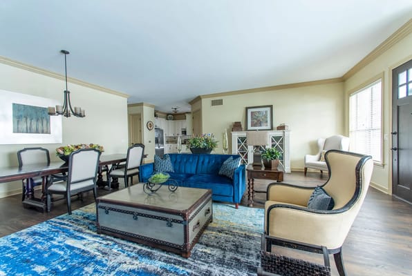 Bright living room area with comfortable seating