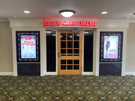 Entrance to the facility's cinema with movie posters