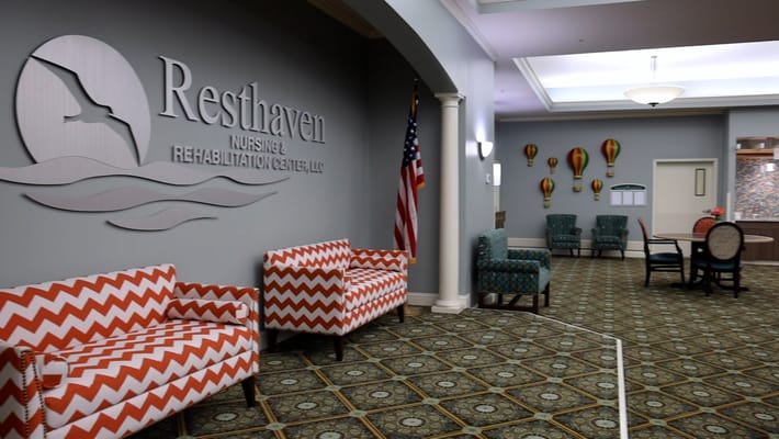 Interior view of Resthaven Nursing and Rehabilitation Center lobby
