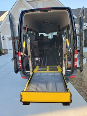 Wheelchair-accessible van with lift ramp
