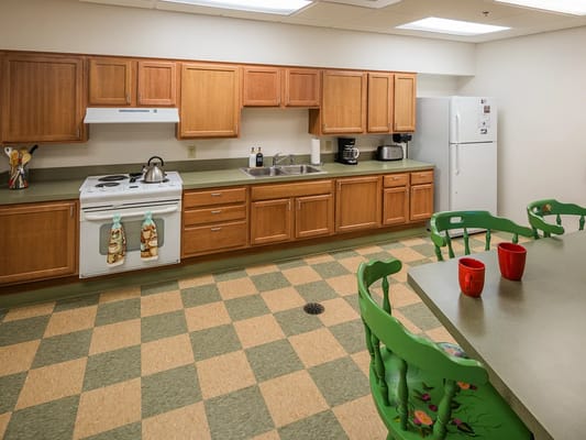 Interior view of a kitchen in a senior living facility