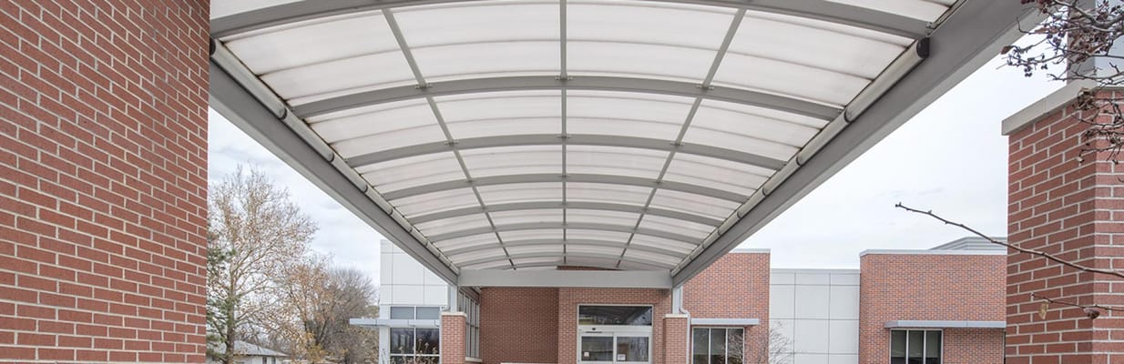 Covered entrance of a healthcare facility