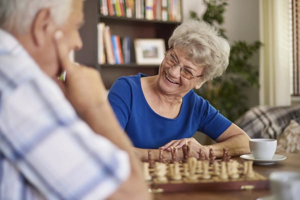 Residents enjoying a game of chess together