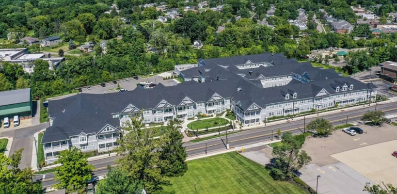 Aerial view of a senior living facility