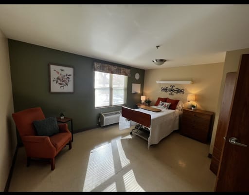 Bright and welcoming resident room with a view