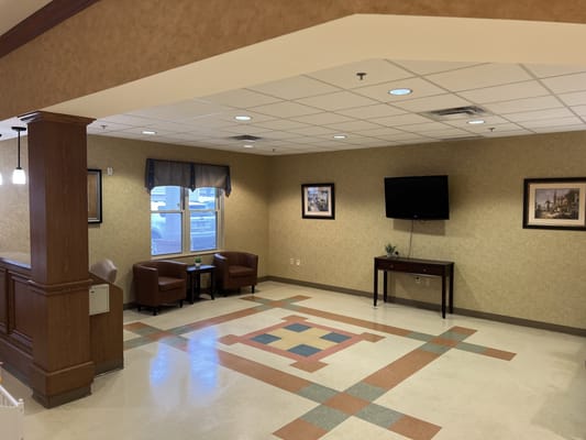 Interior view of a common area in a nursing facility