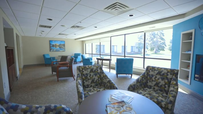 Bright common area with comfortable seating