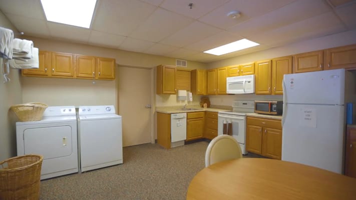 Well-equipped kitchen area in a senior living facility