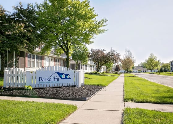 Exterior view of Parkcliffe Memory Care Community sign