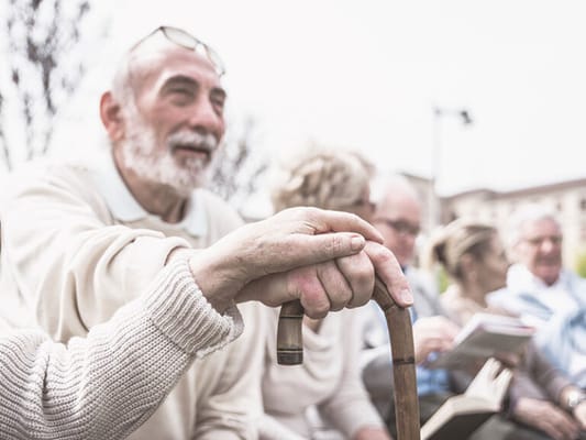 Seniors enjoying time outdoors in a social setting