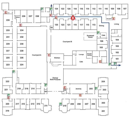 Architectural floor plan of the facility layout