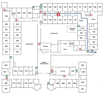 Architectural floor plan of the facility layout