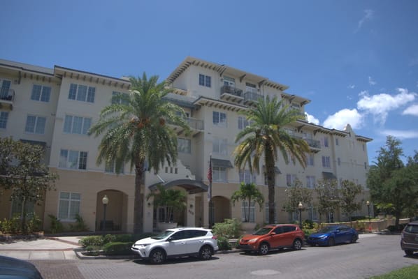 Exterior view of a multi-story assisted living facility