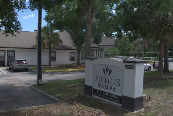 Exterior view of Sodalis Tampa facility with sign