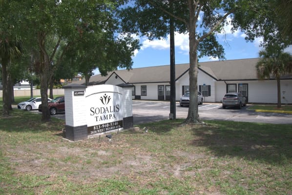 Exterior view of Sodalis Tampa with signage
