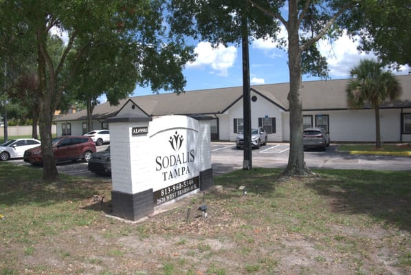 Exterior view of Sodalis Tampa facility with sign