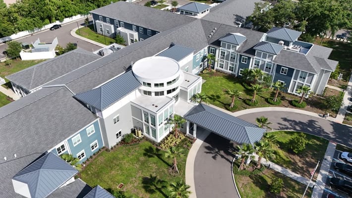 Aerial view of the exterior of The Meridian at Brandon