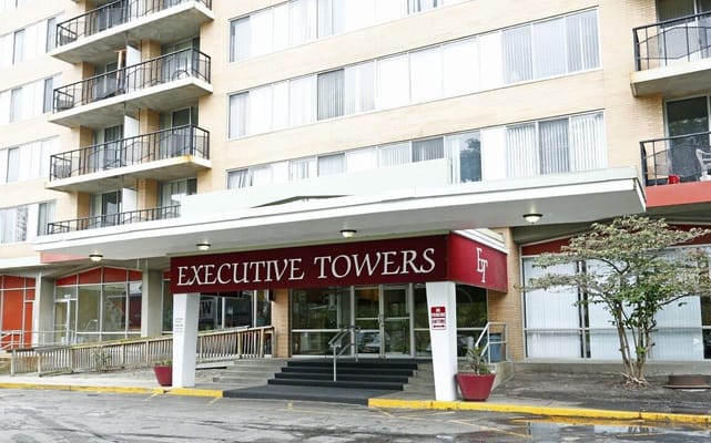 Front entrance of Executive Towers nursing home