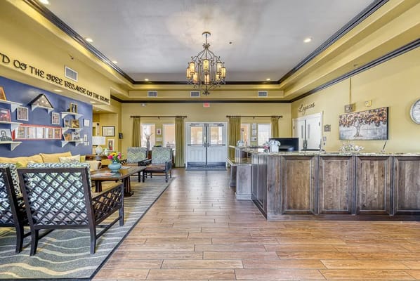 Interior common area with seating and artwork