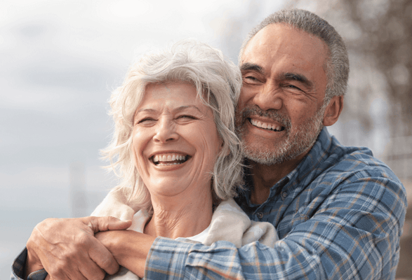 Happy senior couple enjoying an outdoor moment